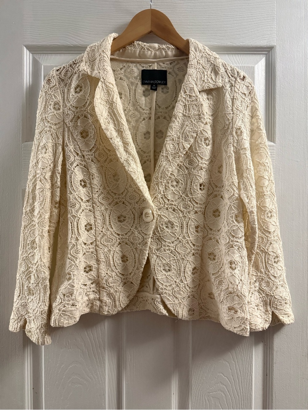 Cynthia Rowley Cream Floral Lace Blazer Size M